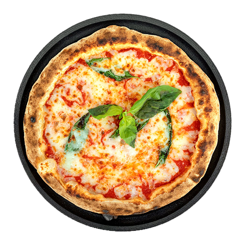 Classic Margherita pizza on a wooden board